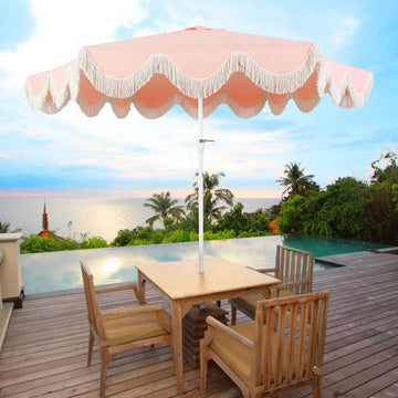 Collins 9 ft. Classic Cottage Tassel Market Patio Umbrella